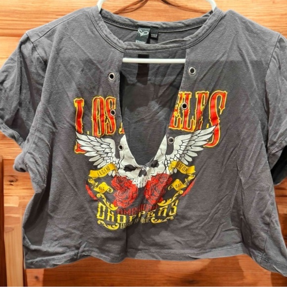 American choppers Gray Los Angeles Graphic Crop Top LARGE - Picture 3 of 6